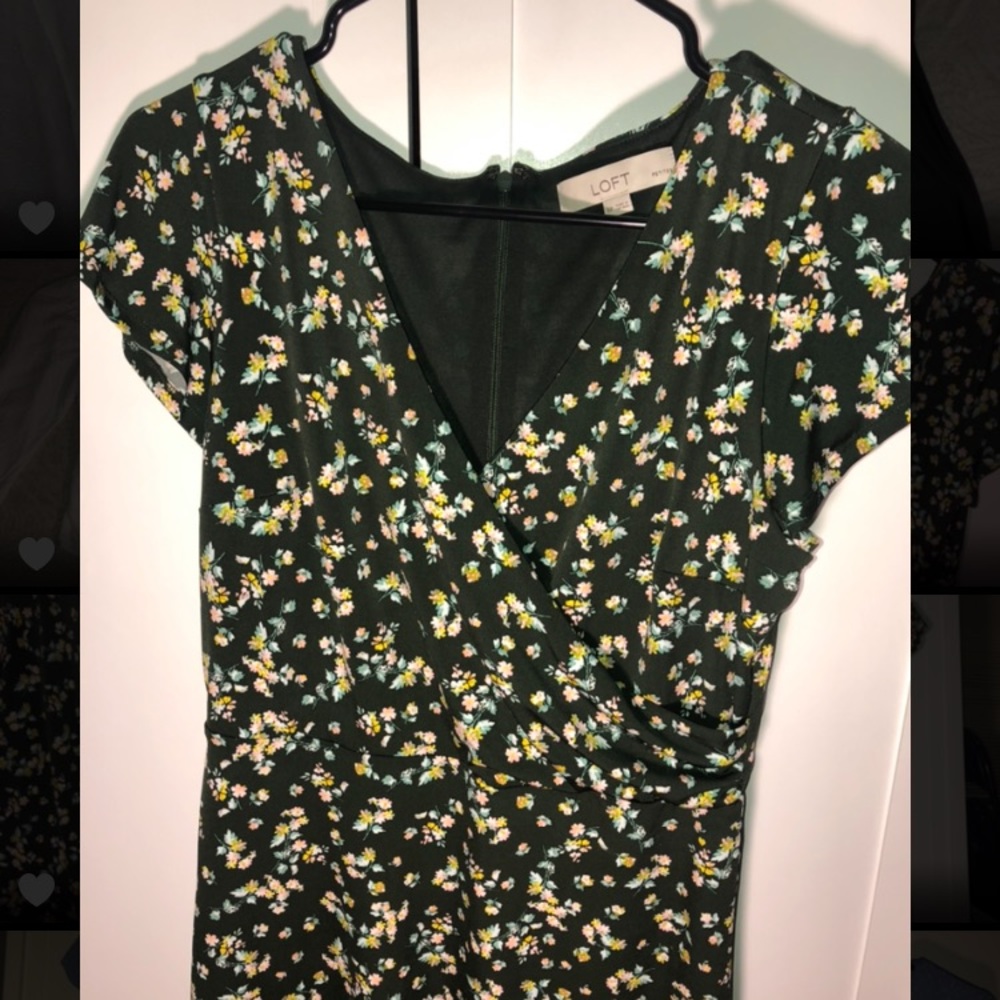 Petite loft flutter wrap dress